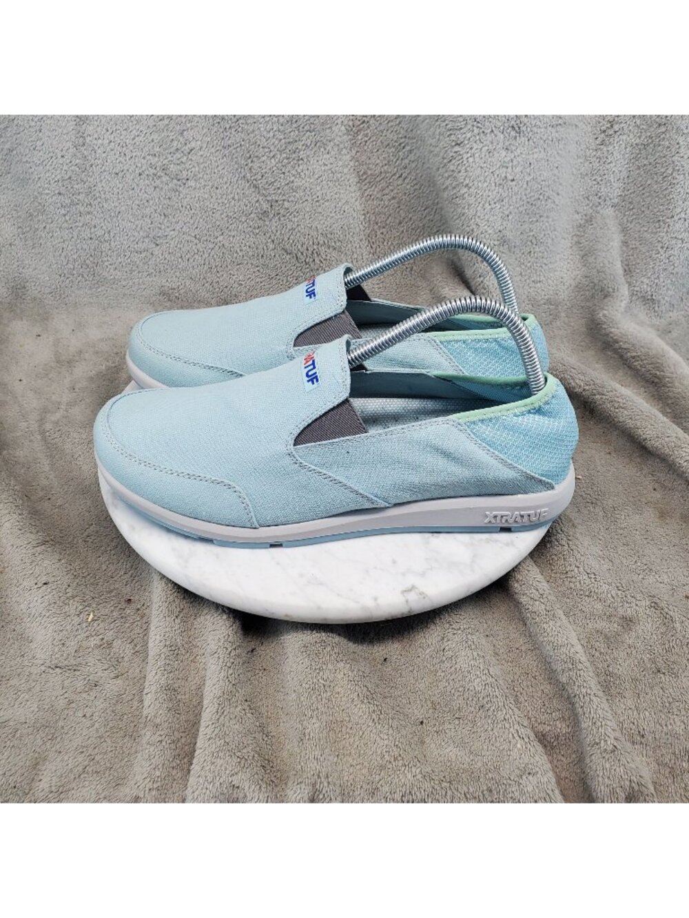 Xtra Tuf Shoes Womens Size 10 Light Blue Canvas Sheng Fu Slip On Sneaker